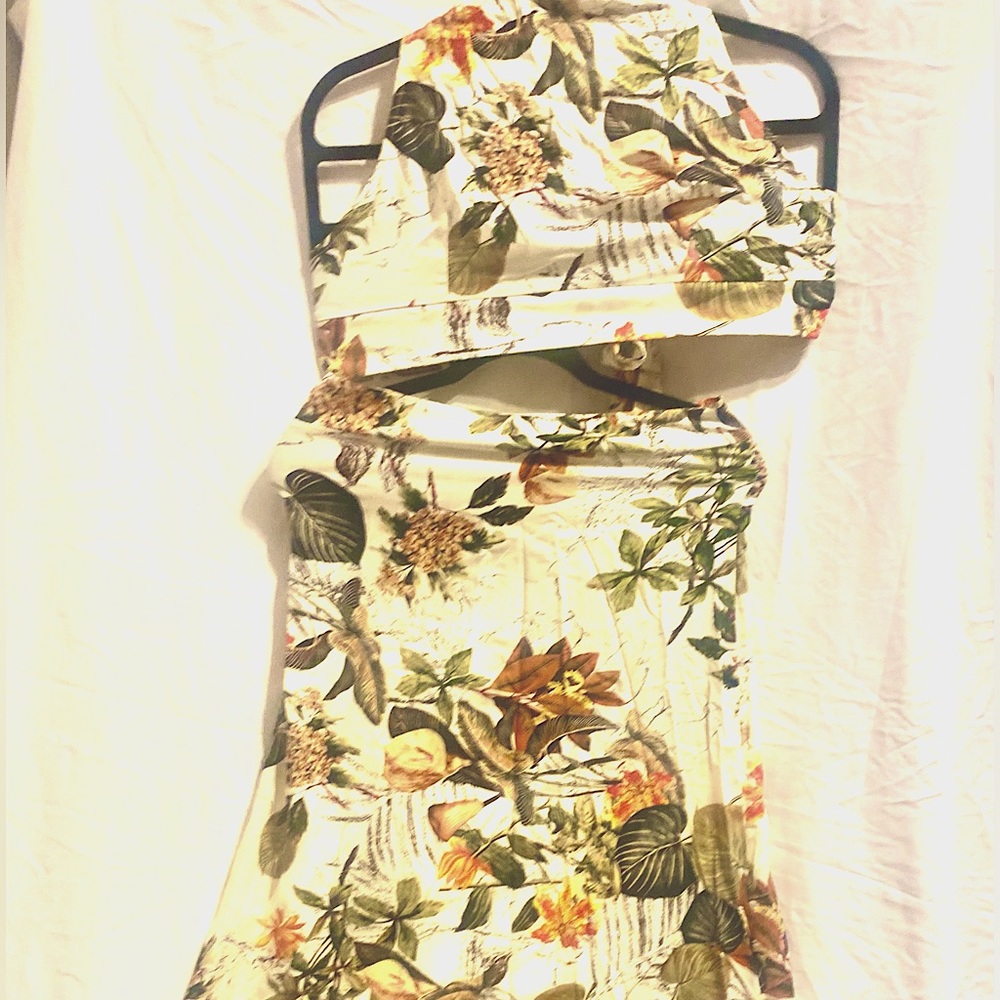 2 pc halter top with long skirt.
